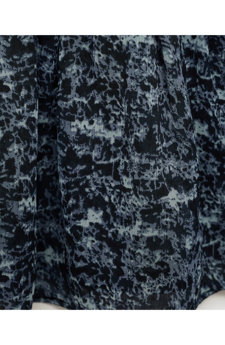 MANGO TEEN Smocked Print Skirt, Alternate, color, Petrol Blue