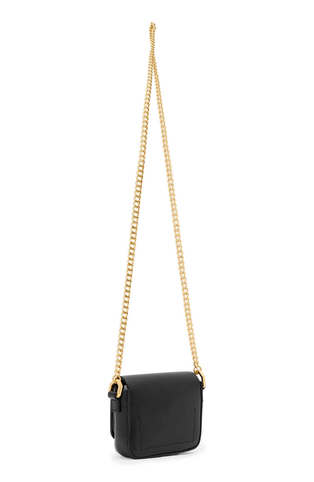 AllSaints Etta Leather Chain Crossbody Bag, Alternate, color, Black
