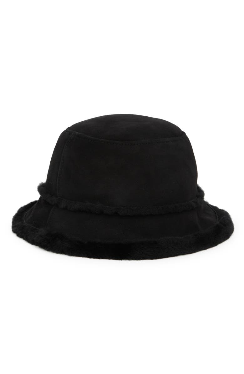 UGG<sup>®</sup> Genuine Shearling & Sheepskin Bucket Hat, Alternate, color, Black
