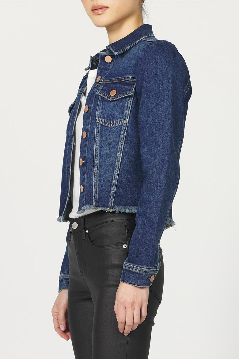 Roselyn Crop Raw Hem Trucker Jacket, Alternate, color, Denali