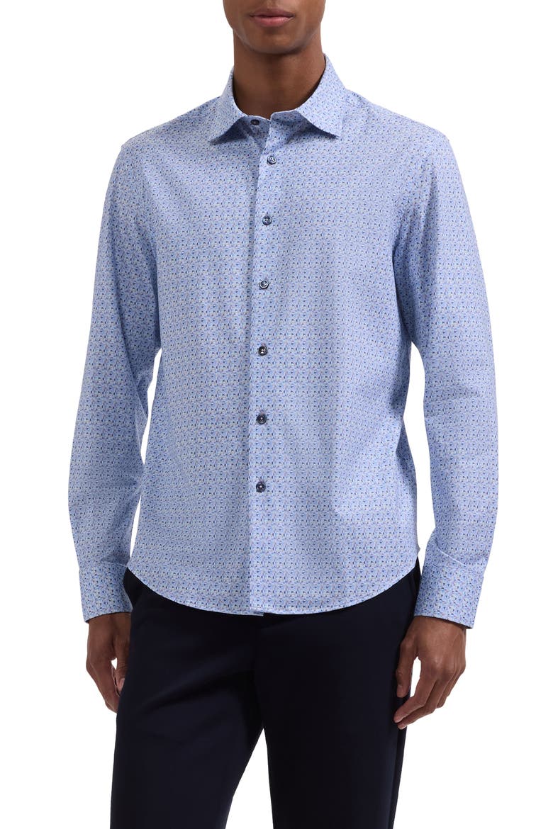 James OoohCotton® Geometric Print Button-Up Shirt, Main, color, IRIS