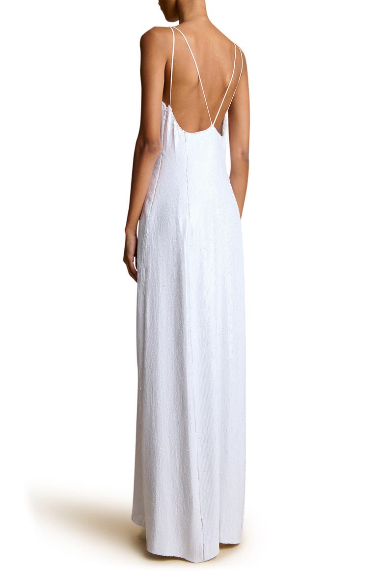 Carina Sequin Plunge Neck Maxi Dress, Alternate, color, WHITE