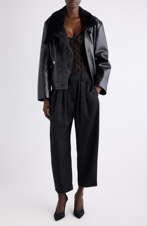 Isabel Marant Briyana Leather Moto Jacket With Faux Fur Trim In Black