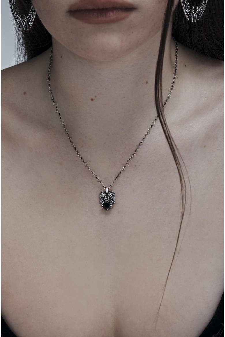 Querida Sterling Silver Dragon Necklace, Main, color, Silver
