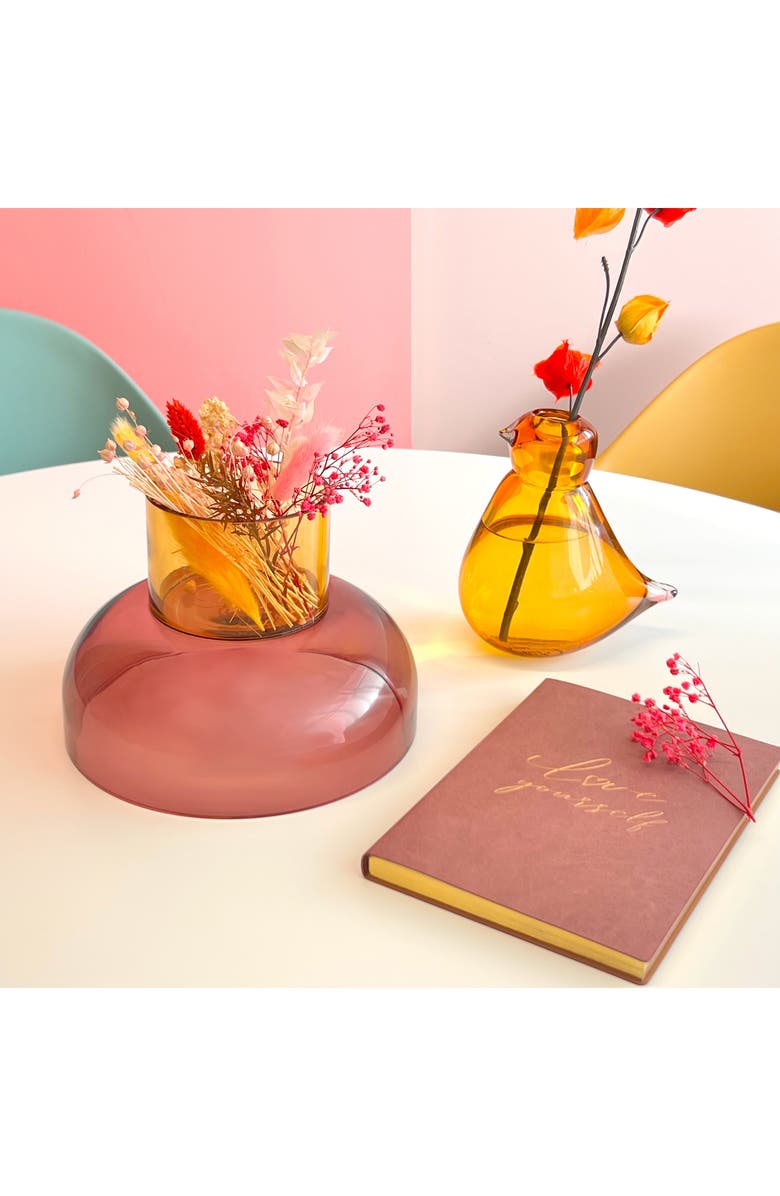 CLOUDNOLA Tip Top Glass Bowl, Alternate, color, Pink/ Yellow