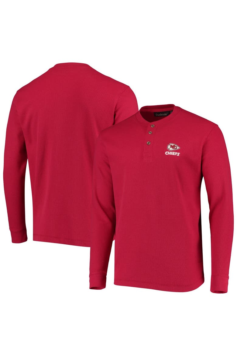 Men's Dunbrooke Red Kansas City Chiefs Logo Maverick Thermal Henley Long Sleeve T-Shirt, Main, color, Red