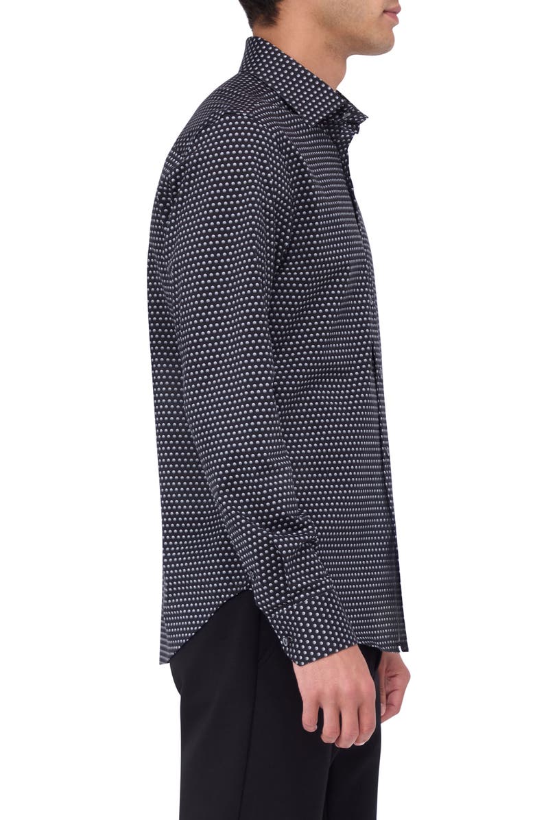 Bugatchi James OoohCotton<sup>®</sup> Dot Button-Up Shirt, Alternate, color, Black