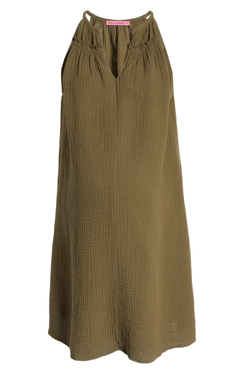 Maternal America V-Neck Cotton Trapeze Maternity Dress, Alternate, color, Aloe