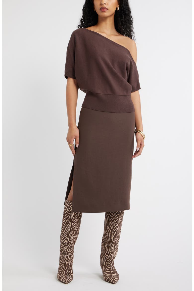 Curator Crepe Pencil Skirt, Alternate, color, BROWN SEAL
