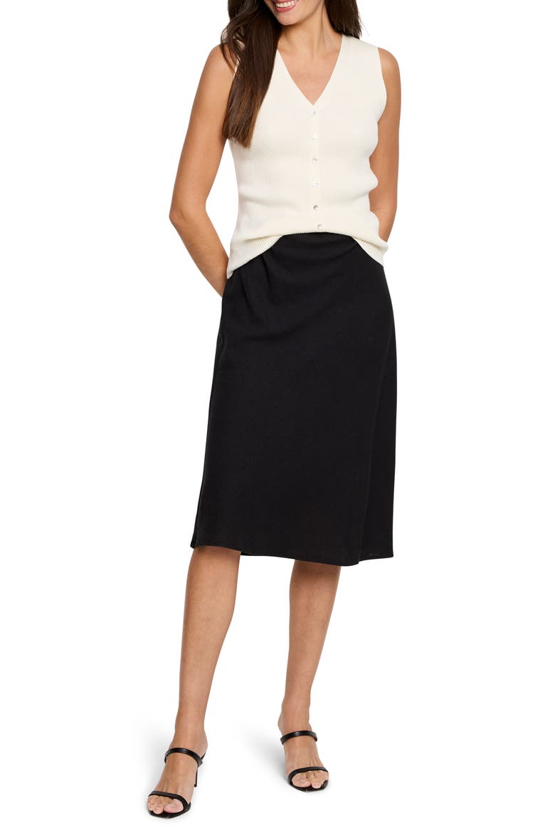 Rumba Organic Linen Blend A-Line Skirt, Alternate, color, BLACK ONYX