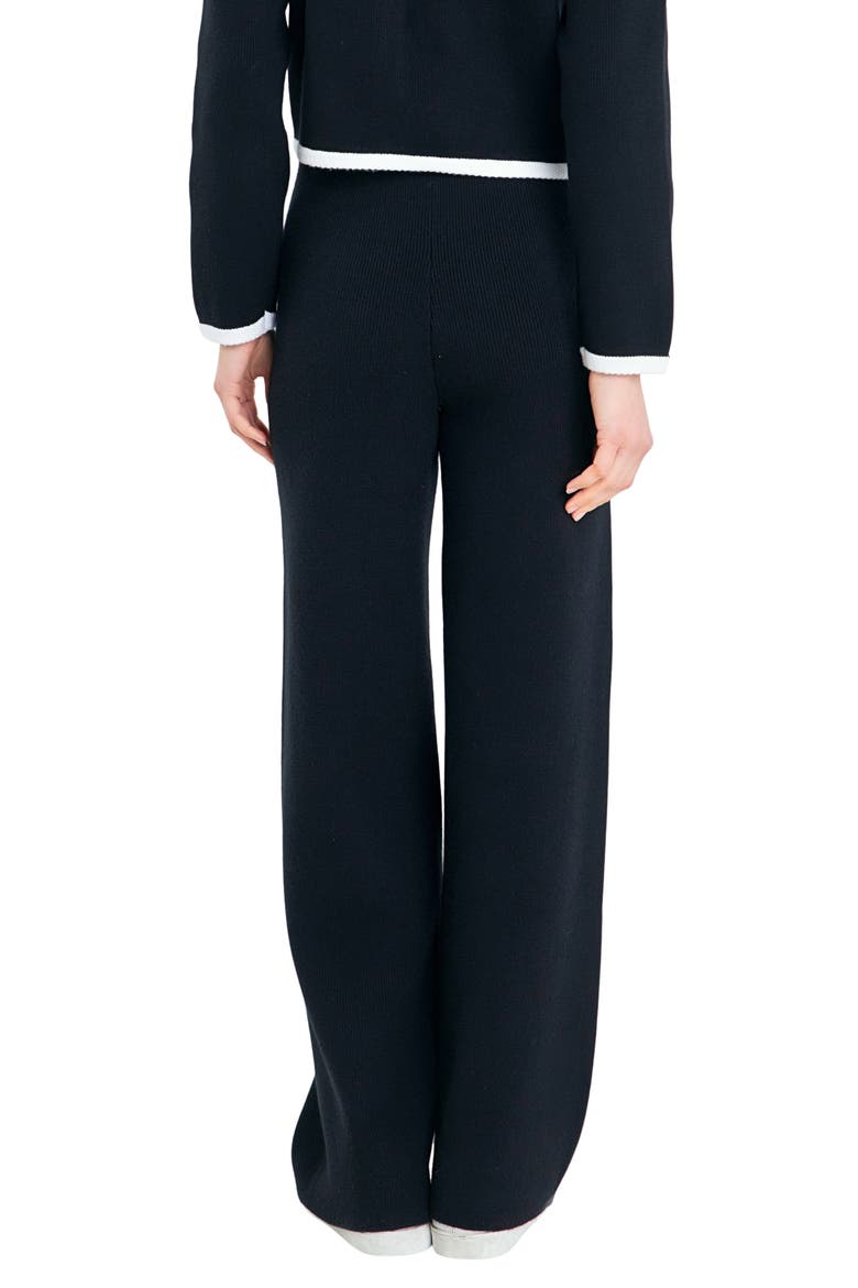 Contrast Detail Sweater Knit Pants, Alternate, color, BLACK/WHITE