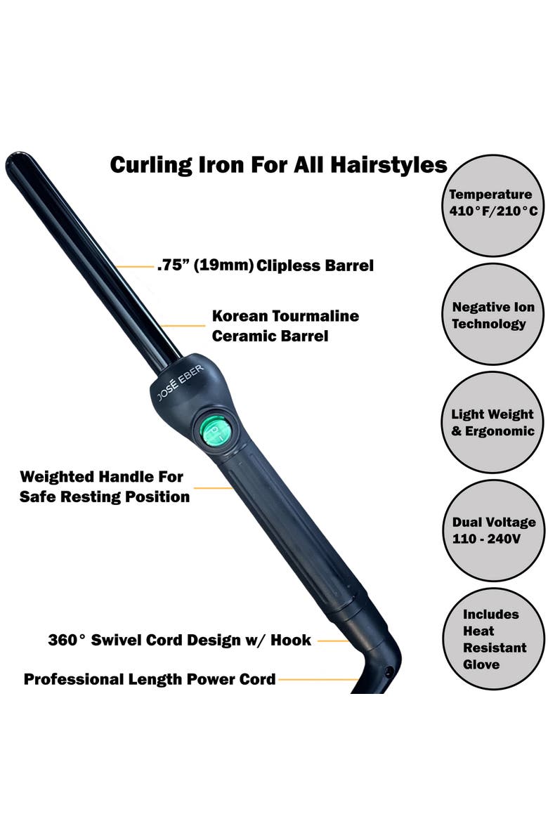 Jose Eber Clipless Curling Iron, Alternate, color, Black