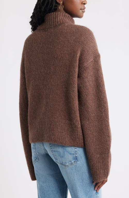 Treasure & Bond Fuzzy Turtleneck Sweater In Brown
