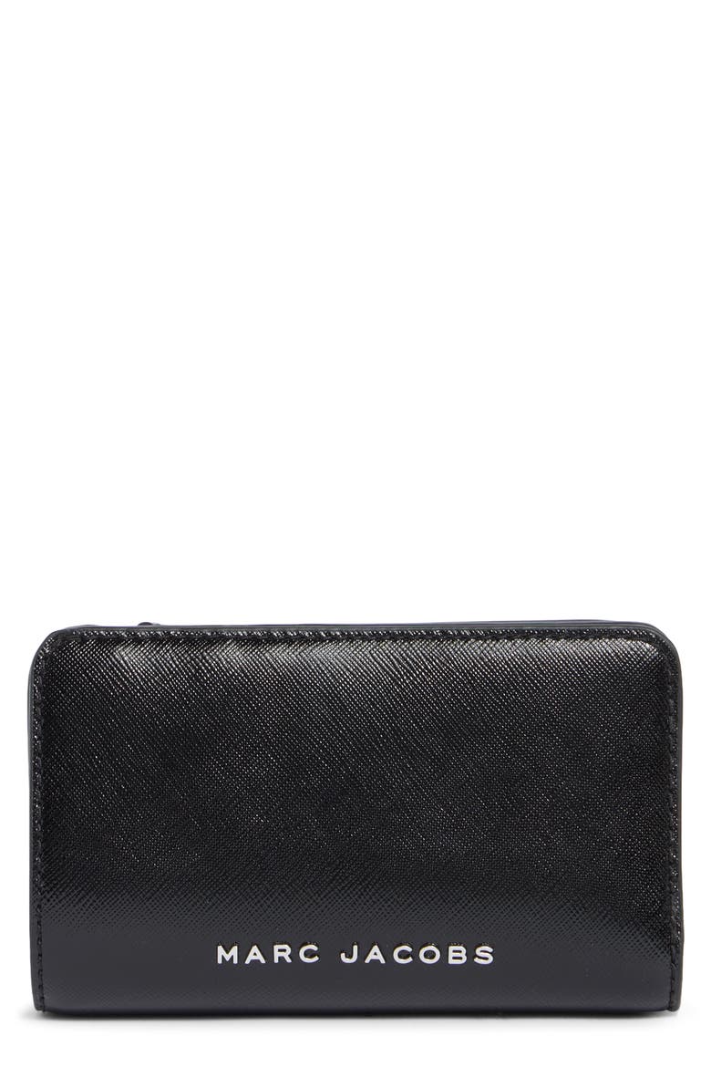 Compact Leather Wallet, Main, color, BLACK