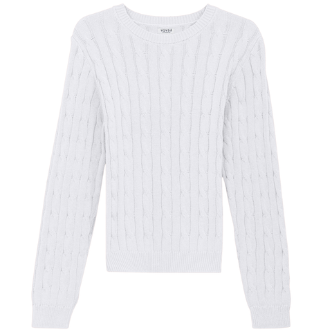 Cable Knit Ribbed Neck Sweater