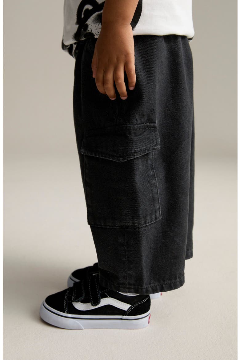 Kids' Wide Leg Cargo Jeans, Alternate, color, BLACK
