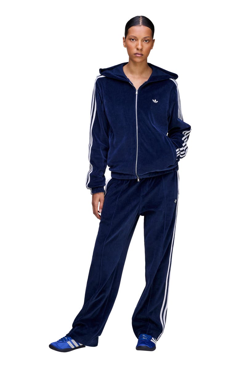 adidas x Wales Bonner Velour Hooded Track Jacket, Alternate, color, Collegiate Navy