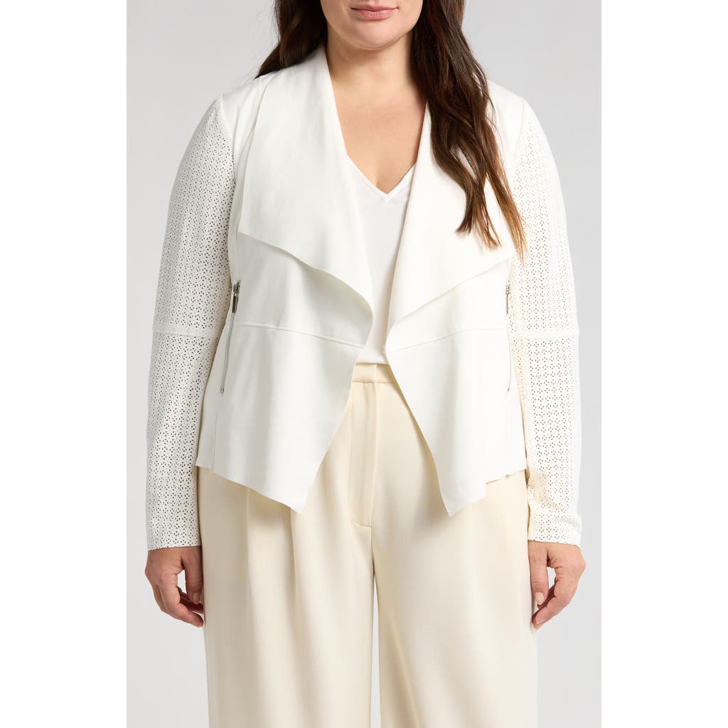 Bagatelle Mixed Media Moto Jacket In White