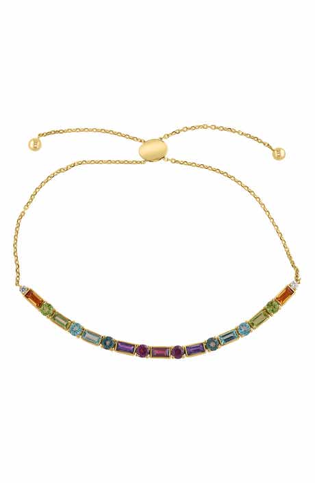 Semiprecious Stone & Diamond Slider Bracelet