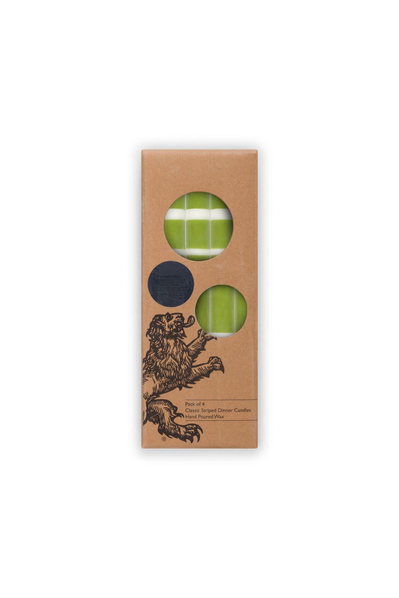 Striped Dinner Candles - Set of 4, Alternate, color, Pistachio Green, Pearl
