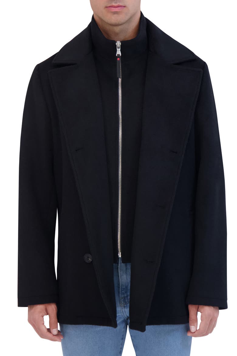 Peacoat with Bib, Alternate, color, BLACK