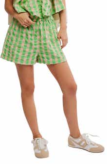 Free People Get Free Get Free Seersucker Cotton Pull-On Shorts