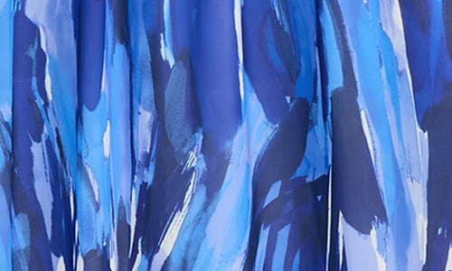 Maggy London Abstract Print Crepe Chiffon Dress In Navy Blue