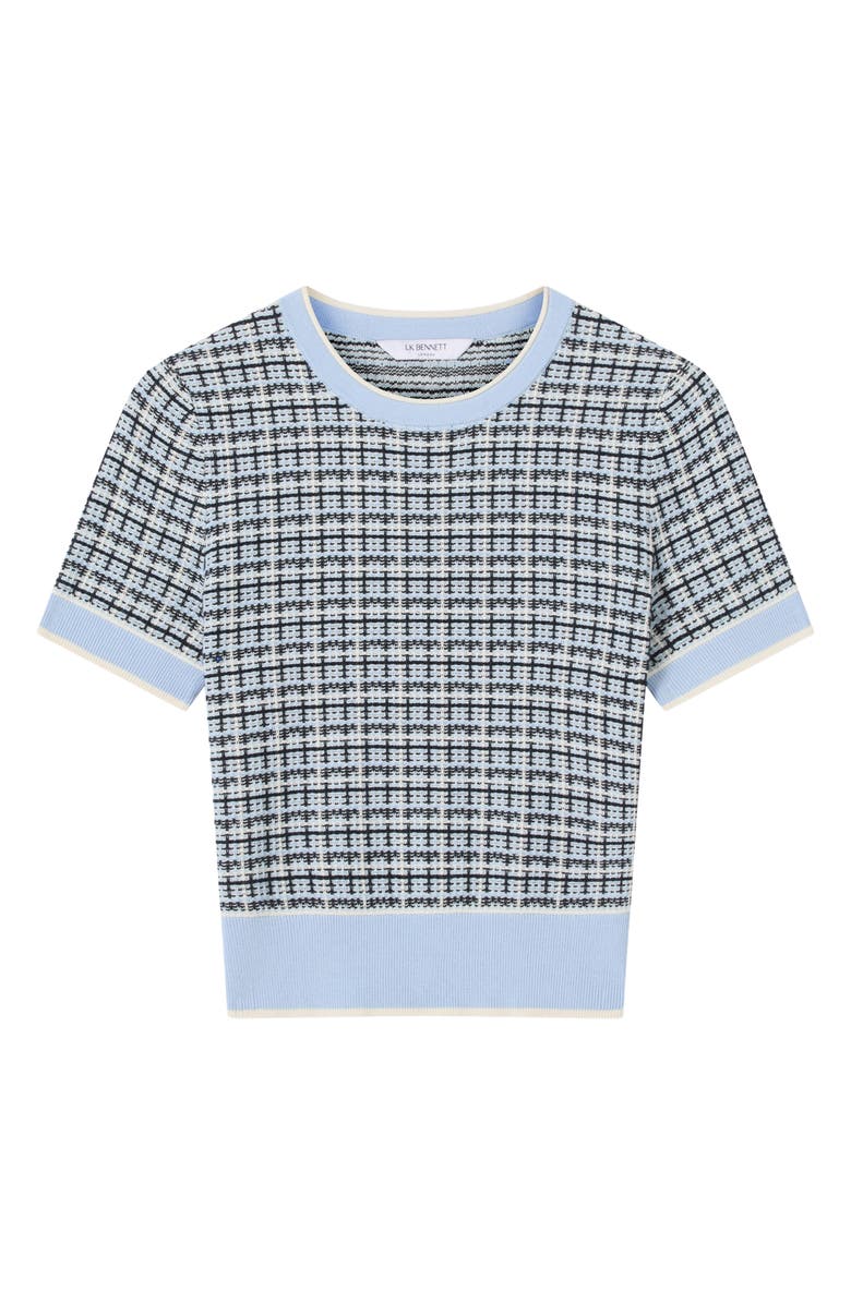 LK Bennett Honey Check Short Sleeve Cotton Sweater, Alternate, color, 