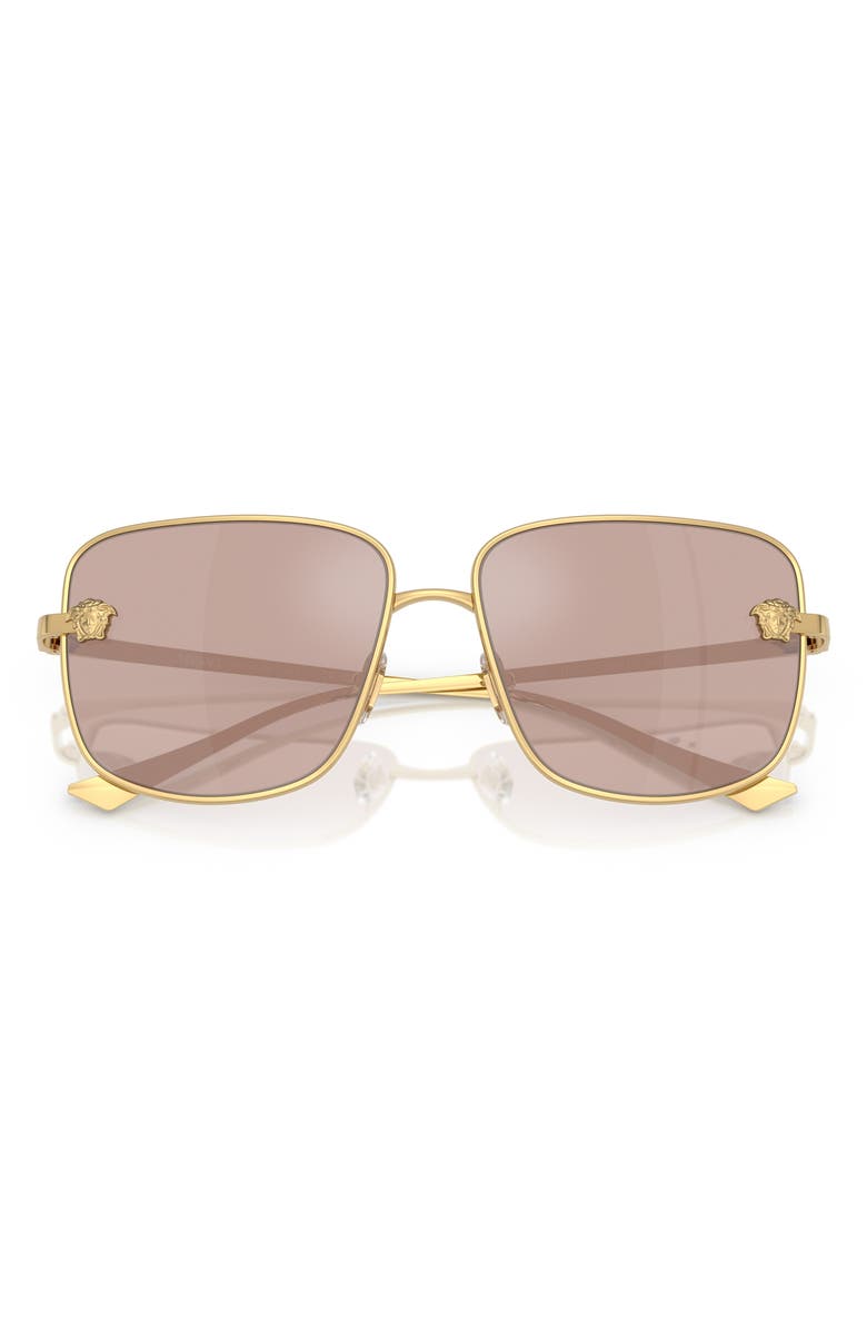 Versace 59mm Mirrored Square Sunglasses, Alternate, color, Gold/ Light Pink Mirror Silver