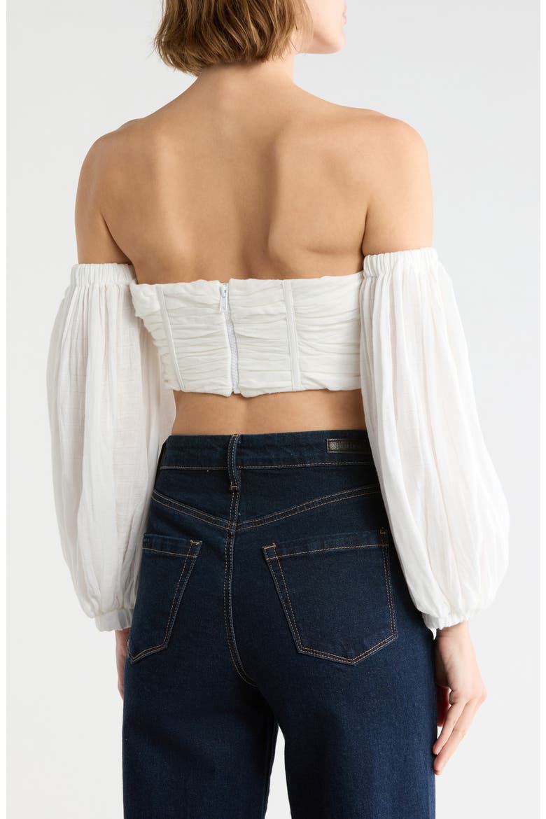 Dahlia Ruched Sweetheart Neck Crop Top, Alternate, color, WHITE