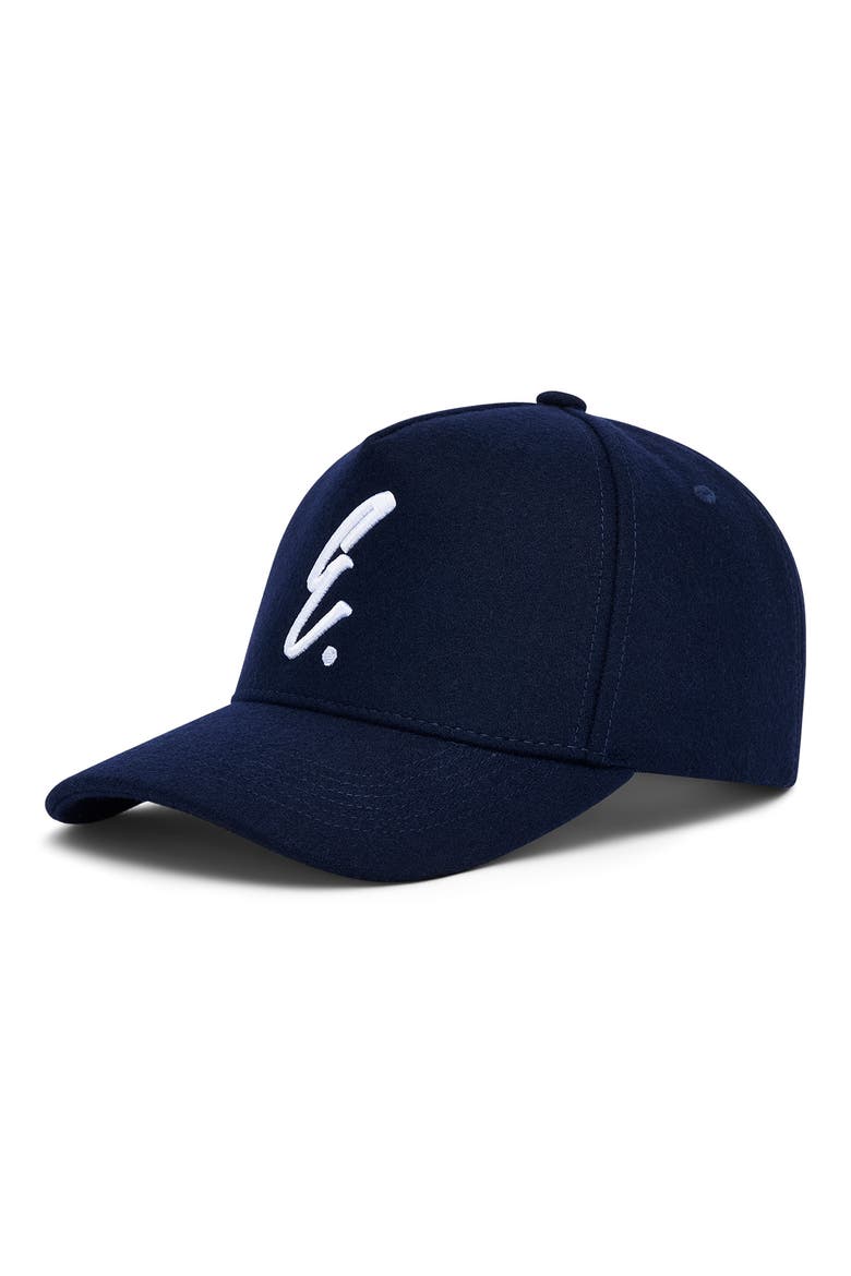 Logo Embroidered Wool Melton Snapback Hat, Main, color, NAVY
