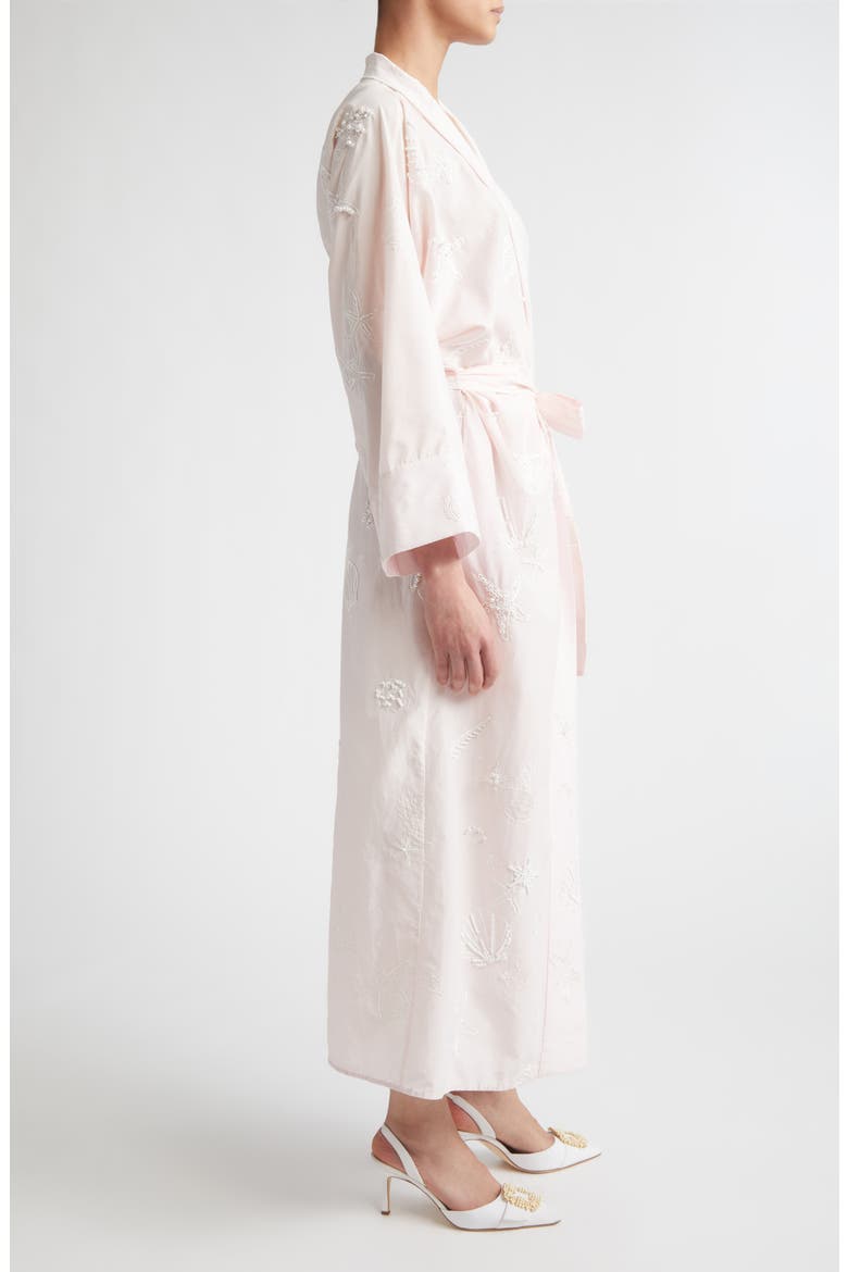 Peignoir Embroidered Long Sleeve Cotton & Silk Wrap Dress, Alternate, color, IVORY SHELL BRODERIE