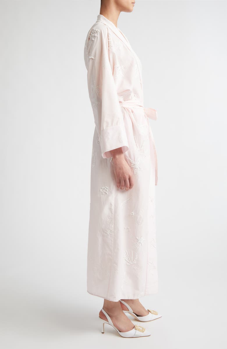 BERNADETTE Peignoir Embroidered Long Sleeve Cotton & Silk Wrap Dress, Alternate, color, Ivory Shell Broderie