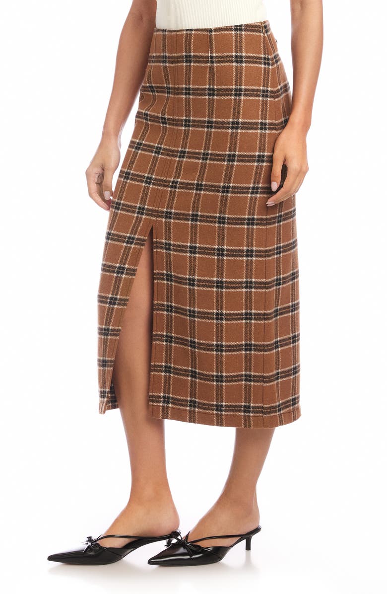 FIFTEEN TWENTY Kaia Plaid Midi Skirt, Alternate, color, Brown Plaid