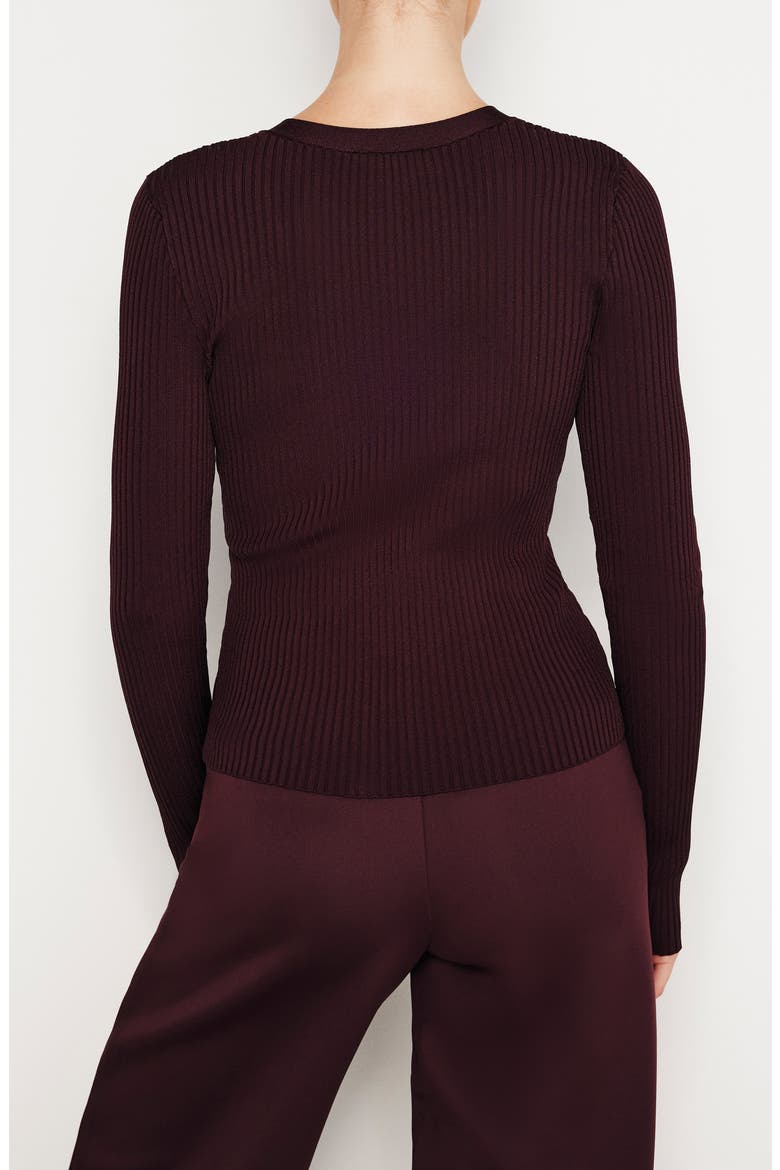 Shine Rib Cardigan, Alternate, color, MALBEC003