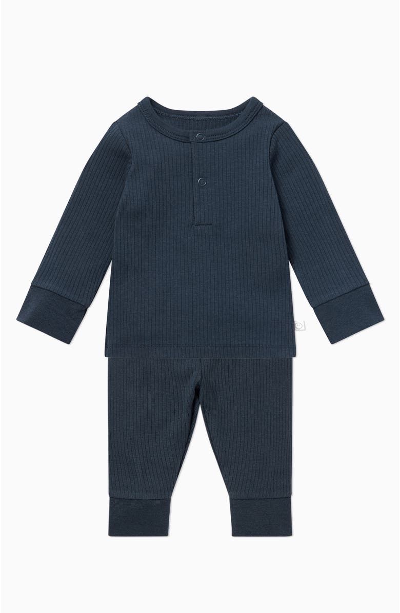 MORI Ribbed Pyjamas, Main, color, Navy