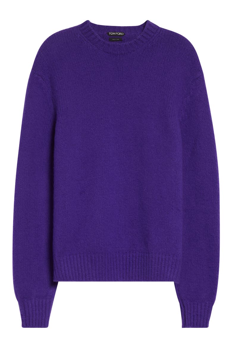 Pure Cashmere Crewneck Sweater, Alternate, color, GV590 ELECTRIC PURPLE