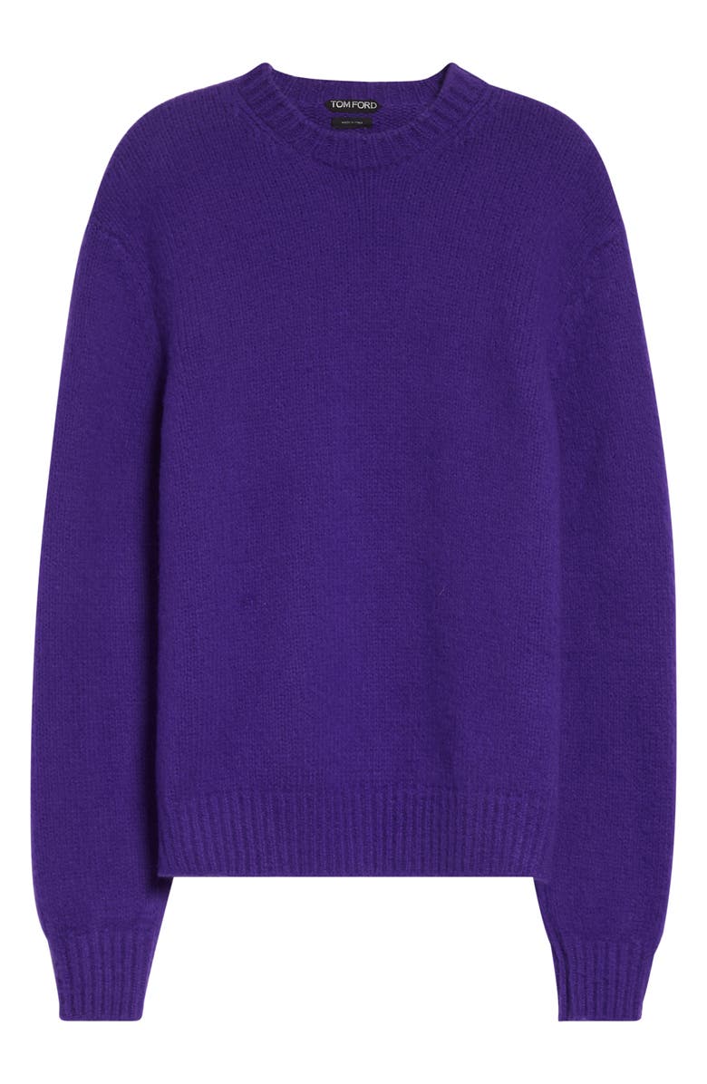 TOM FORD Pure Cashmere Crewneck Sweater, Alternate, color, Gv590 Electric Purple