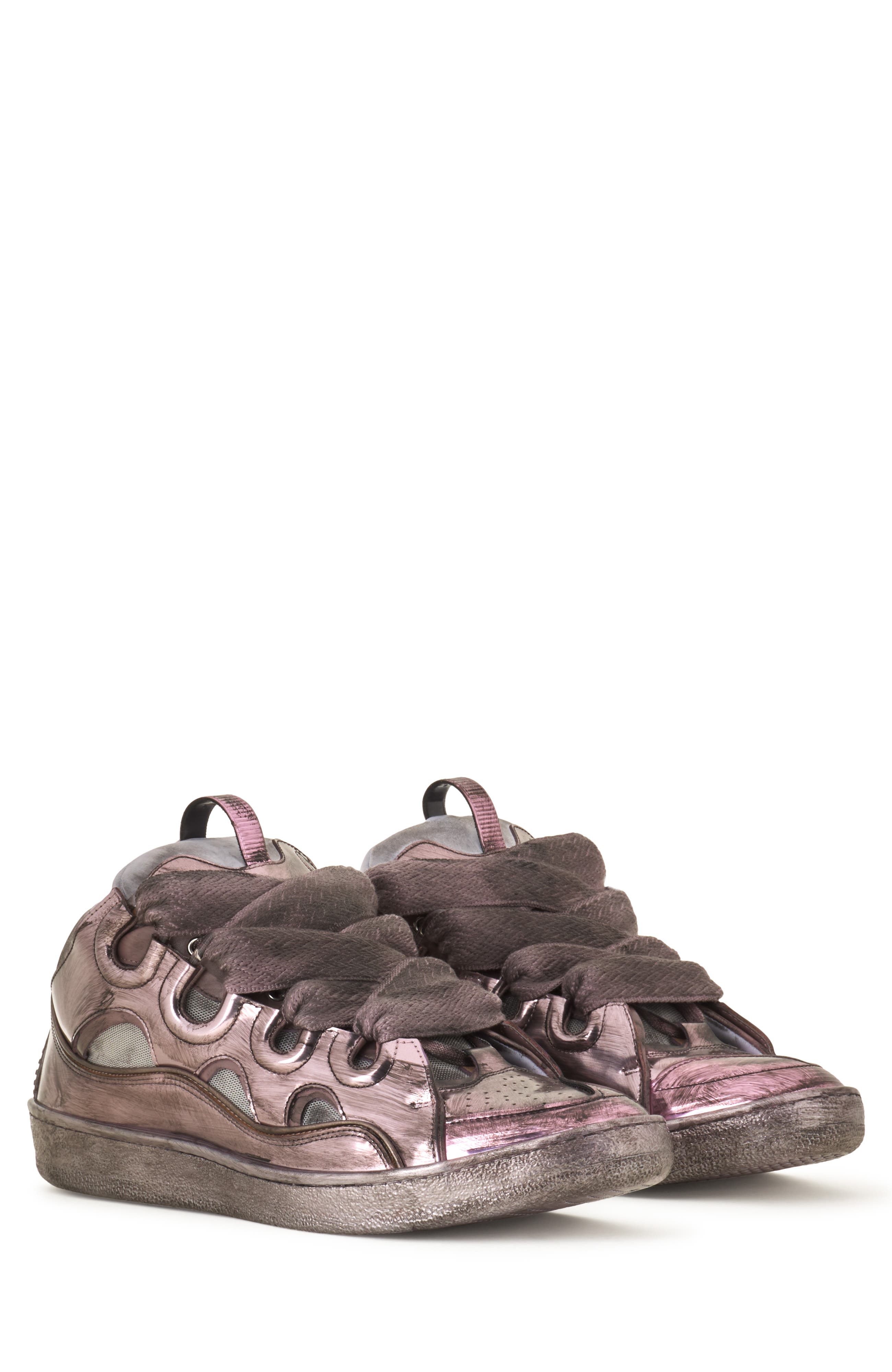 Curb Sneakers In Metallic Technical Fabric, Alternate, color, Light Pink