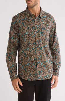 Lucky Brand San Gabriel Patterned Long Sleeve Cotton Button-Up Shirt