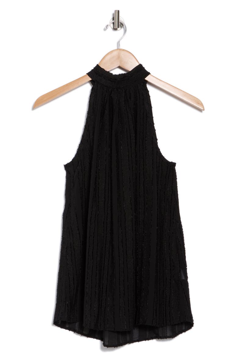 Sheer Texture Halter Neck Top, Alternate, color, BLACK