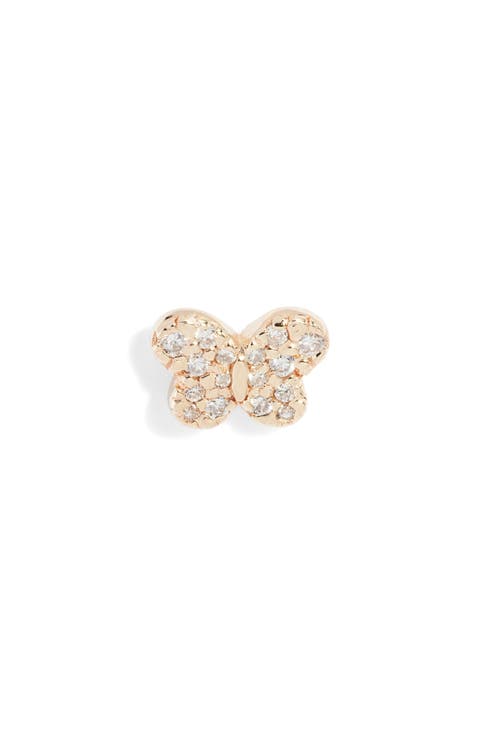 Love Letter Single Pavé Butterfly Stud Earring