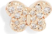 Anzie Love Letter Single Pavé Butterfly Stud Earring