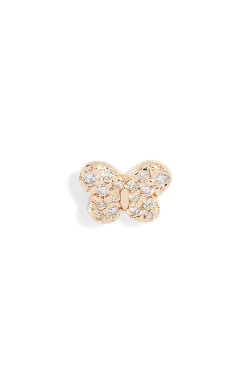 Anzie Love Letter Single Pavé Butterfly Stud Earring in Gold/Diamond 
