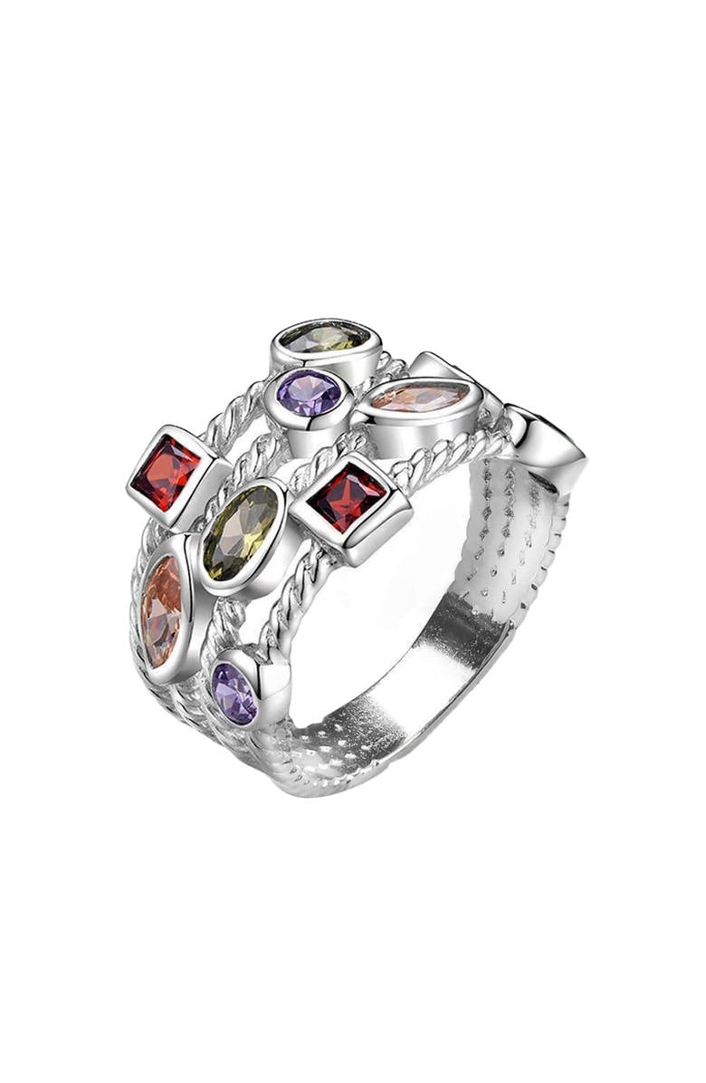 DLORIA Multicolor Ring, Alternate, color, Silver