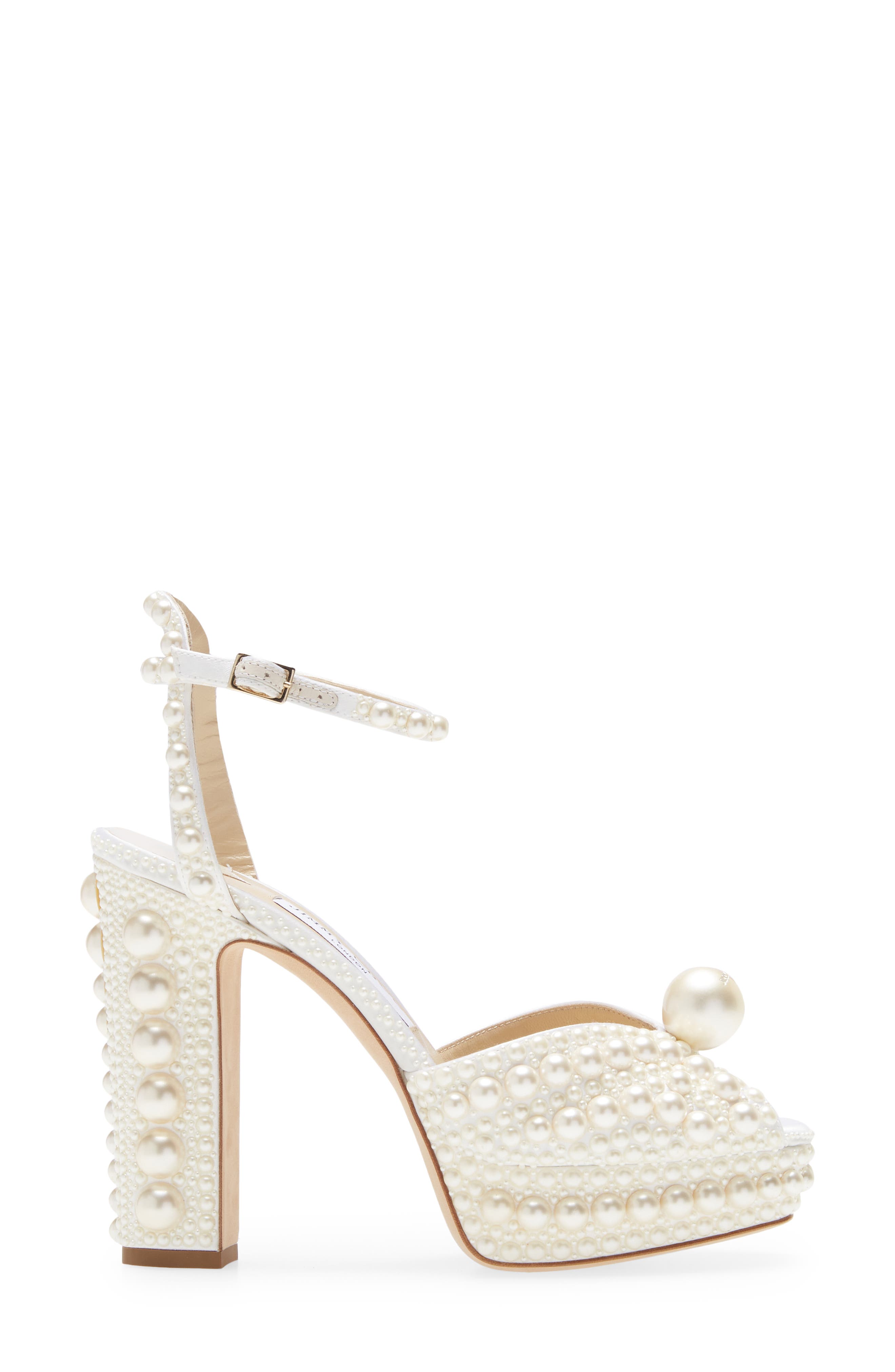 Jimmy Choo Sacaria Embellished Platform Sandal, Alternate, color, White/ White
