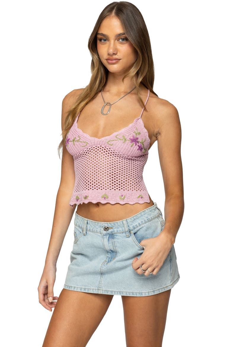 Quince Open Stitch Crop Top, Alternate, color, PINK