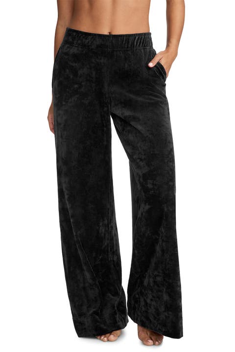 Women's 100% Cotton Plush Lounge Wide Leg Pant