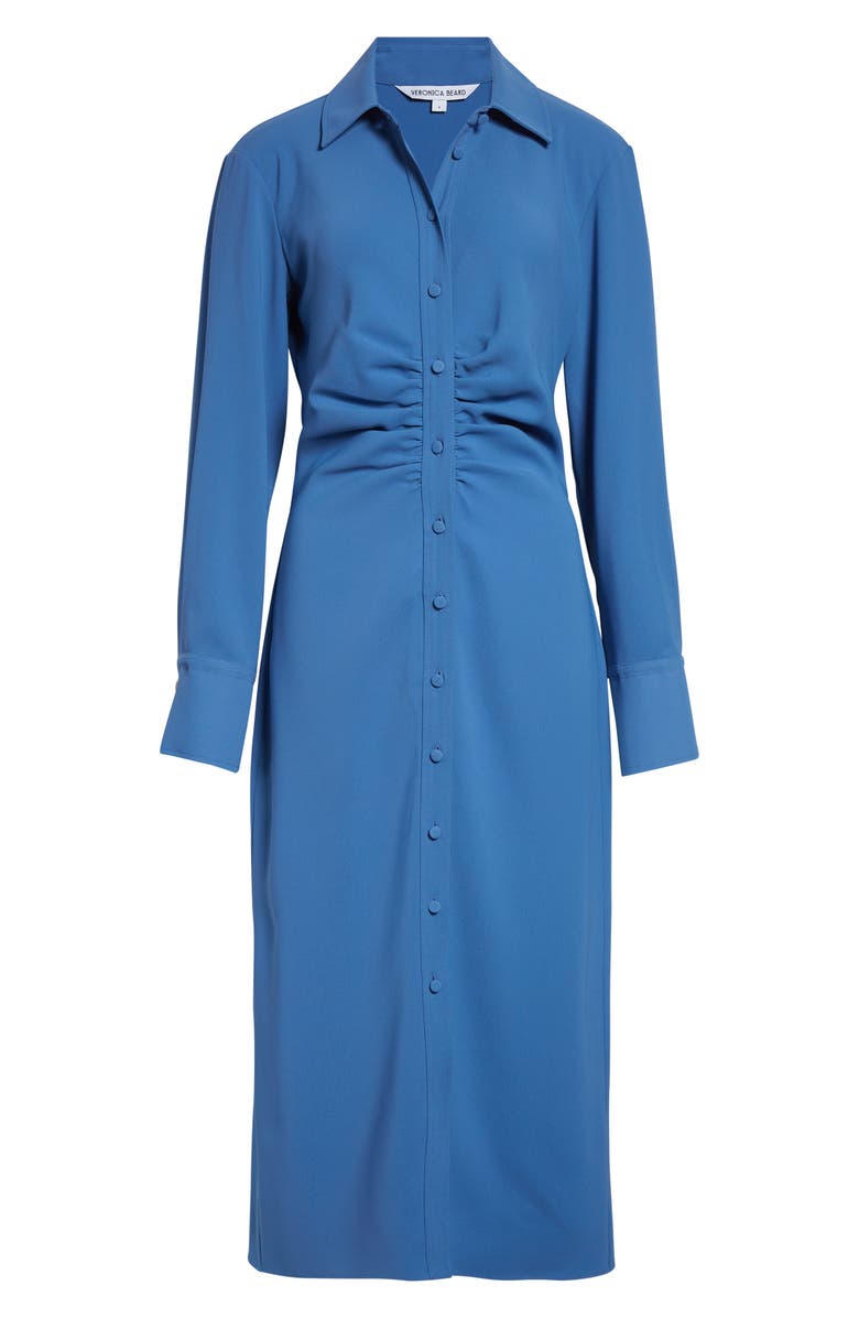 Veronica Beard Loxley Long Sleeve Midi Shirtdress, Alternate, color, Blue Coast