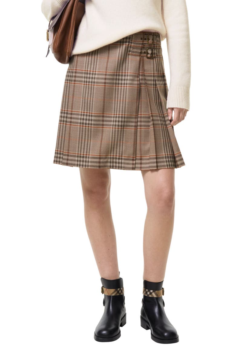 Odessa Check Wool Mouliné Kilt, Main, color, SANDSTONE BGE IP CHK
